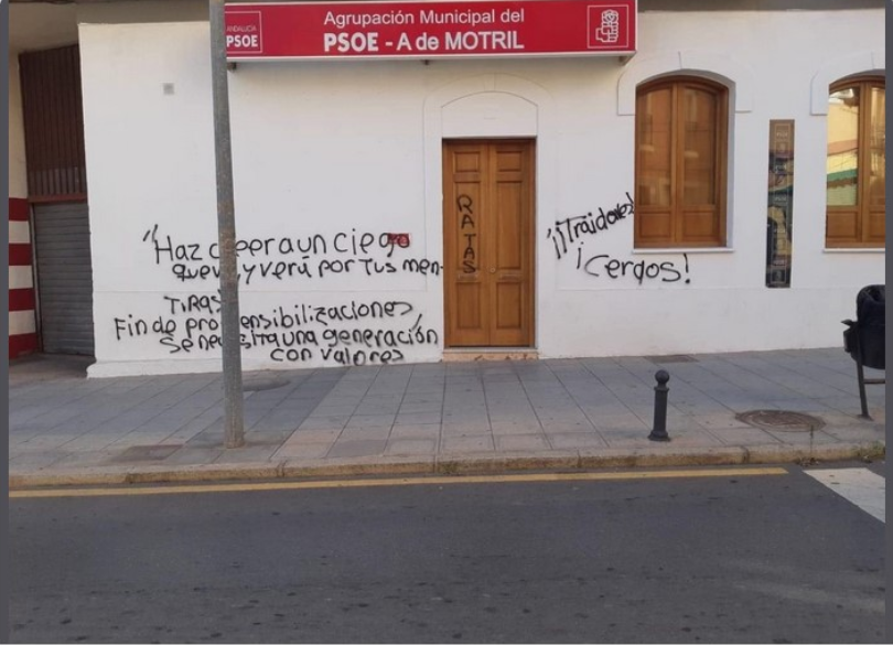 IU Verdes Equo deplora y condena el ataque vandálico a la sede del PSOE en Motril 